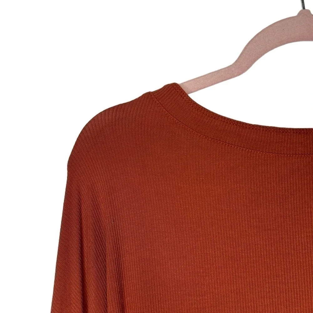 Free People Shimmy Shake Rust Orange Long Dolman Sleeve Open Back Top Medium